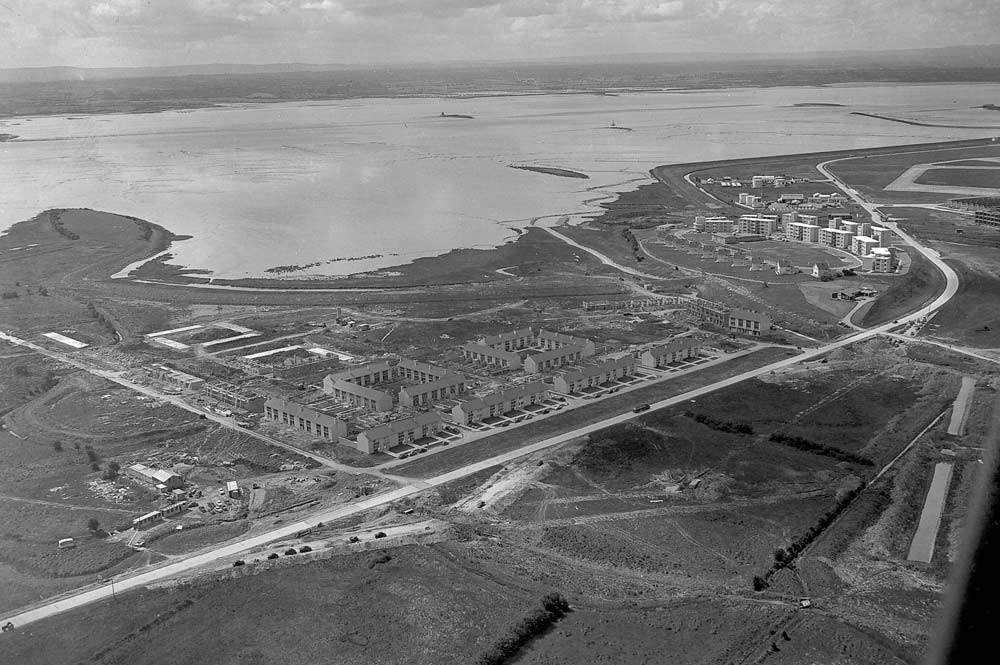 Aerial view of Shannon Town under construction 1964